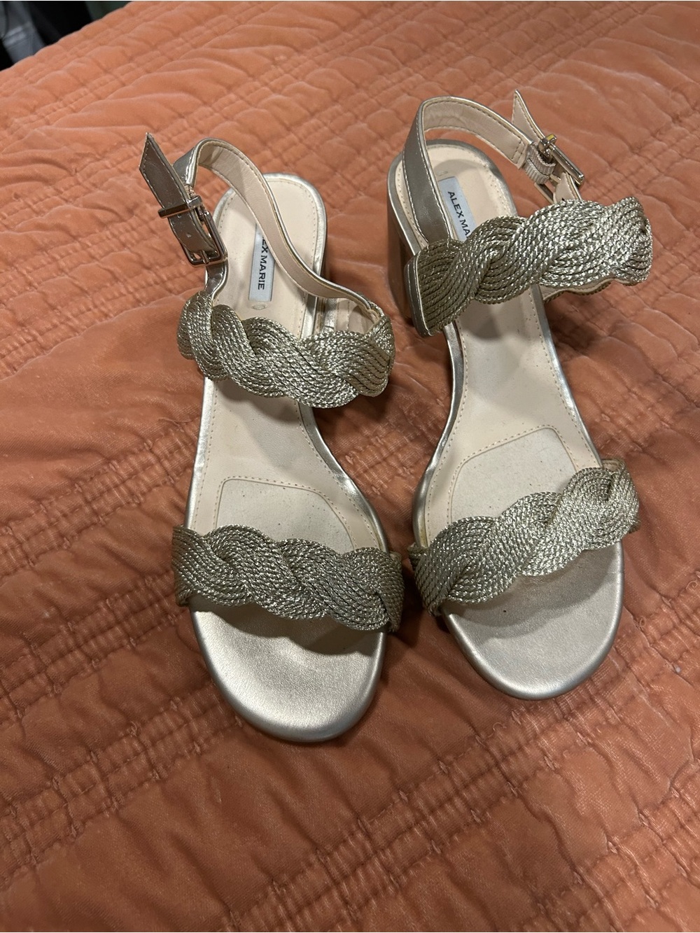 Alex Marie Metallic Gold Braided Strap Sandals - Women's